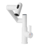 Bathroom White Sink Faucet with Spray Function and Temperature Display for Anti-Skid Switch and Hot W1217P214946