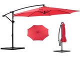 10ft Offset Hanging Outdoor Patio Umbrella with Base Stand Rotate and Tilt, 8 Ribs, UV Protection 40395338