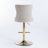 A&A Furniture,Golden Swivel Velvet Barstools Adjusatble Seat Height from 25-33 Inch,Modern W114349916