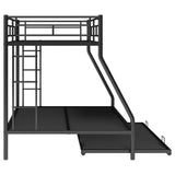 ZNTS Twin over Full Bed with Sturdy Steel Frame, Bunk Bed with Twin Size Trundle, Two-Side Ladders, Black 04979237