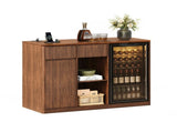 51.2" Modern Fluted Bar Cabinet with Fridge Compartment 59558592