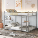 ZNTS Full over Full Metal Bunk Bed, Low Bunk Bed with Ladder, Silve 35681571