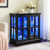 LED Curio Display Cabinet, Antique Display Cabinet with Adjustable Shelves, Retro Design Quality W2275P300146