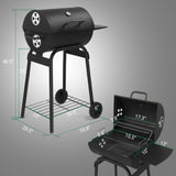 ZNTS Charcoal Grills Outdoor BBQ Grill, Barrel Charcoal Grill with Side Table and Wheels, for Outdoor 49876379