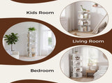 4-Tier Rotating Bookshelf, 360&deg Spinning Bookcase with Safety Guard, Space-Saving PVC Storage for 29703339