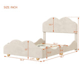 ZNTS Full Size Upholstered Platform Bed with Cloud Shaped bed board, Beige WF310565AAA