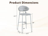 Set of 2 Modern Bar Stools, CurvedBack PU Leather Upholstered Counter Chairs, Metal Frame with W1151P433264