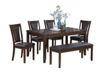 ZNTS Beautiful Dining Room Furniture Walnut / Black 6pcs Set Dining Table 4x Side Chairs Bench Unique B011P291548