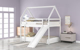 ZNTS Twin Size Bunk House Bed with Slide and Ladder,White WF285894AAK