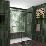 S-RM6076TB 56-60"W x 76"H Sliding Shower Door, Frameless Glass Shower Door with Matte Black W1865P189853