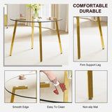 ZNTS Modern minimalist style circular transparent tempered glass table, tempered glass tabletop, golden W1151138118