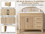 30-Inch Bathroom Vanity with Ceramic Sink, Soft-Close Doors and Drawers, Modern Traditional N729P512871N
