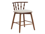 Doria Indoor Wooden Barstool, Walnut Finish With Beige Upholstery, Set of 2 N775P299416W