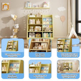 Yellow Wooden Toy Storage Organizer Cabinet Kids Bookshelf Children Bookcase Toddler Baby Sling Book W2876P233539