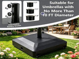 Black Fillable Umbrella Base Wheels & Brakes, HeavyDuty Water/Sand Filled Patio Umbrella Stand 91599856