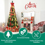 7.5FT Pop-Up Christmas Tree with 200 Warm White UL Lights Pre-Decorated with Red & Gold Ornaments, T3637P338574