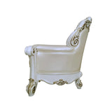 ZNTS ACME Vendome Chaise w/2 Pillows, Synthetic Leather & Antique Pearl Finish BD01523