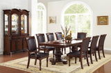 Royal Majestic Formal Set of 2 Arm Chairs Brown Color Rubberwood Dining Room Furniture Faux Leather B01180916