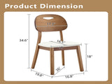 2 walnut colored solid wood dining chairs, white PU soft seat cushions, hollowed out backrests, and W1151P455539
