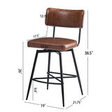 26''Retro Swivel Counter Stools Set of 2,Brown Counter Stools with iron Frame,PU Sponge N780P199991B