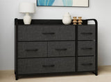 7-Drawer Black-Gray Fabric Dresser withe Steel Frame for , Living Room and Study Room 91361141