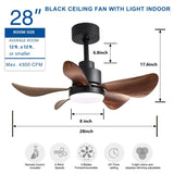 28 lnch Ceiling Fan with Lights Remote Control,Small Ceiling Fan Flush Mount, 5 Reversible Blades, W2352P204385