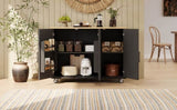 K&K 51.2"W Geometric Twill Stripe Textured Design Kitchen with Drop Leaf, Farmhouse Kitchen N707P221444B