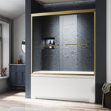 Glass Bathtub Shower Door 56-60 in. W x 62 in. H, Brushed Gold Semi Frameless Double Bathtub W2269P289183
