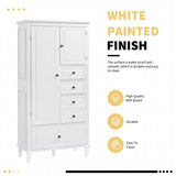 Tall and Wide Storage Cabinet with Doors for Bathroom/Office/Living Room/Indoor, Four Drawers of 99468451