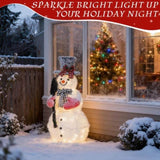 3FT Lighted Snowman Holding Spade Christmas Decorations, Pre-lit Holiday Decor with 110 Warm White 73782615