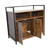 Rustic Brown Wooden Cat Litter Box Enclosure, Spacious Hidden Cat Litter Box with Scratching Mat W1412P271588