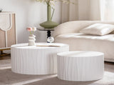 Nesting Coffee Table Set of 2 Round Wooden Coffee Tables Circle Modern Table for Living Room Bedroom W3081P315304