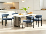 All-in-One Gray 4-Piece Modern Round Upholstered Kitchen Chairs, Curved Backrest, Soft Thick Cushion 61123655