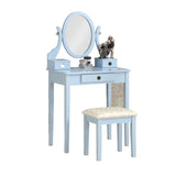 Moniys Wood Moniya Makeup Vanity Table and Stool Set, Blue T2574P163829