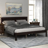 ZNTS Platform Bed Frame with Headboard, Wood Slat Support, No Box Spring Needed, Queen,Espresso 12847668