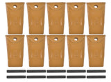 10 Pack X156L Dirt Teeth Bucket Teeth Long w/ 10 Pack P156 Roll Pins Alloy Steel Fits for Skid Steer 88484002