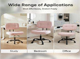 Armless Office Chair Adjustable PU Leather Desk Chair with Wheels Padded Low-Back Swivel Vanity 93304772