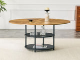 47.3-inch diameter modern splicing circular dining table - double-layer storage, wood and black W1151P428201