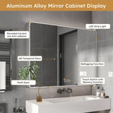 Aluminium Medicine Cabinet Mirror, 35 x 28 Inches Medicine Cabinet with 3 Colors LED Light and 78648069