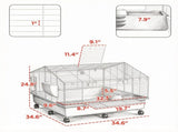 35"35"25" Rolling Small Animal Cage with Water Bottle Hay Feeder Food Dish for Rabbits Hedgehogs 45270649