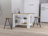 Adeline 3-Shelf Kitchen Island White and Macadamia B062103269