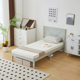 Twin Size Solid Wood Platform Bed Frame with Headboard Gray Wash 79929516