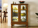 Curio Cabinet Lighted Curio Diapaly Cabinet with Adjustable Shelves and Mirrored Back Panel, 13840081