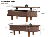 Fluted Lift Top Coffee Table with Hidden Compartment, Wooden Center Table, Modern Oval Lift Tabletop 32995757