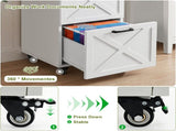 Rustic White Farmhouse 3-Drawer File Cabinet with Wheels Vertical Rolling Storage for Letter/A4, 09525698