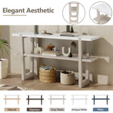 TREXM Retro Elegant Console Table with Marble-Effect Top and Versatile Storage Solutions for N715P196906E
