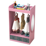 ZNTS Kids Costume Organizer、 Costume Rack、Kids Armoire、Open Hanging Armoire Closet with Mirror-PINK 52444756