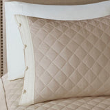 4 Piece Cotton Reversible Tailored Bedspread Set Khaki Queen B03597516