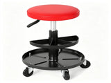 Red Rolling Mechanic Stool with 2-Tier Tool Storage Trays, PU Leather Pneumatic Height 80411664