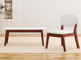 Rubberwood Dining Table Set, 1 Rectangular Table 4 Upholstered Chairs 1 Bench, Dark Walnut 33779655